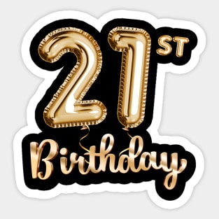 21st Birthday Gifts - Party Balloons Gold Sticker